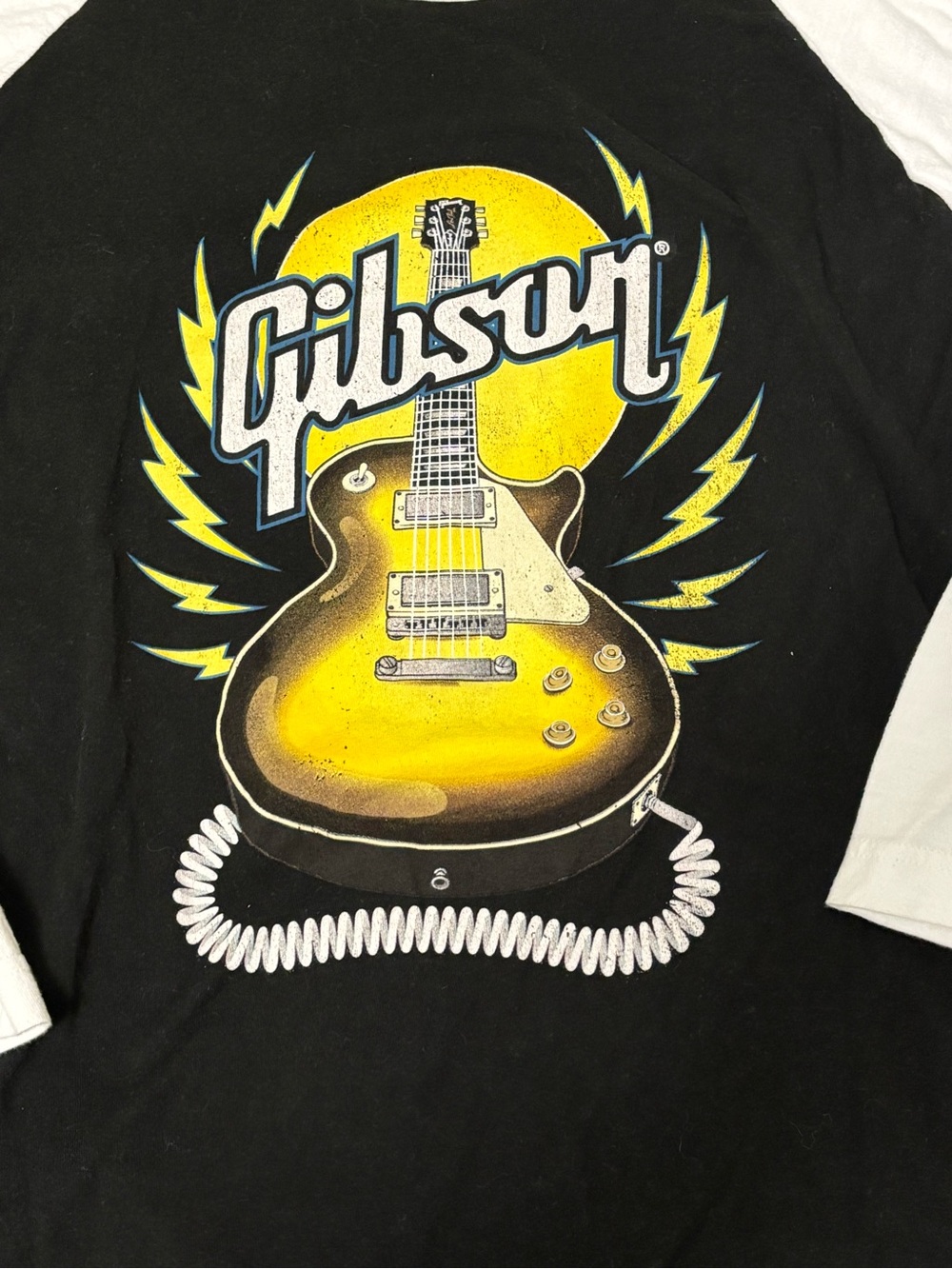 ❤️(Men’s Large) Gibson Guitars Graphic Raglan Baseball Tee (3/4 Sleeve) - Picture 3 of 4